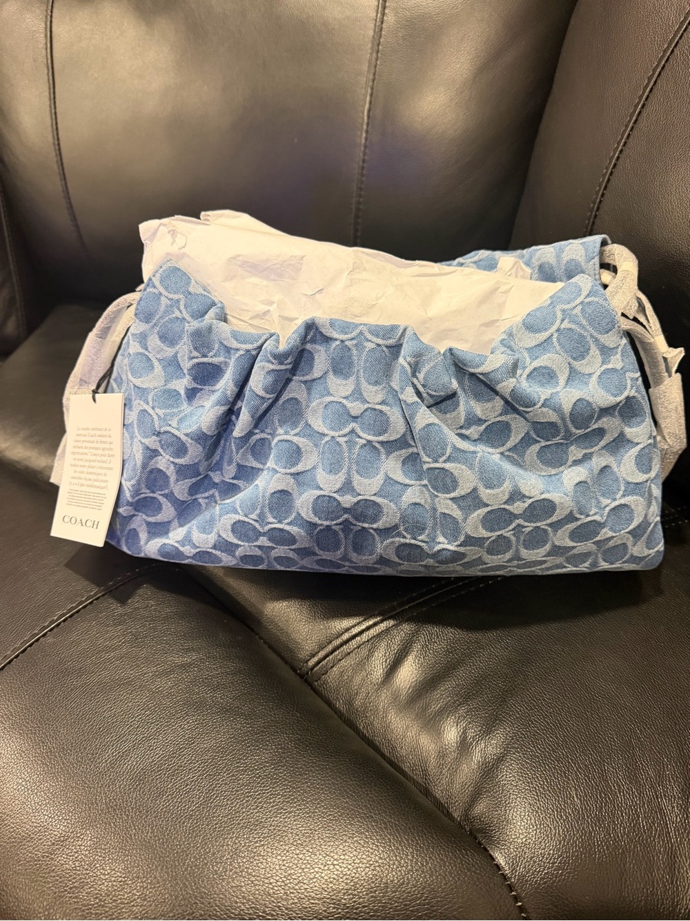 BNWT Coach Faye Large Shoulder Bag in Signature Denim Blue - Picture 9 of 13